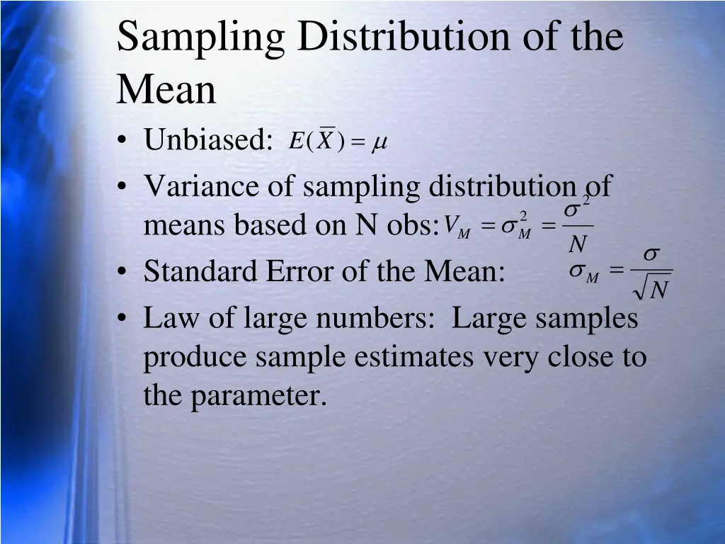 sampling distribution of the mean unbiased
