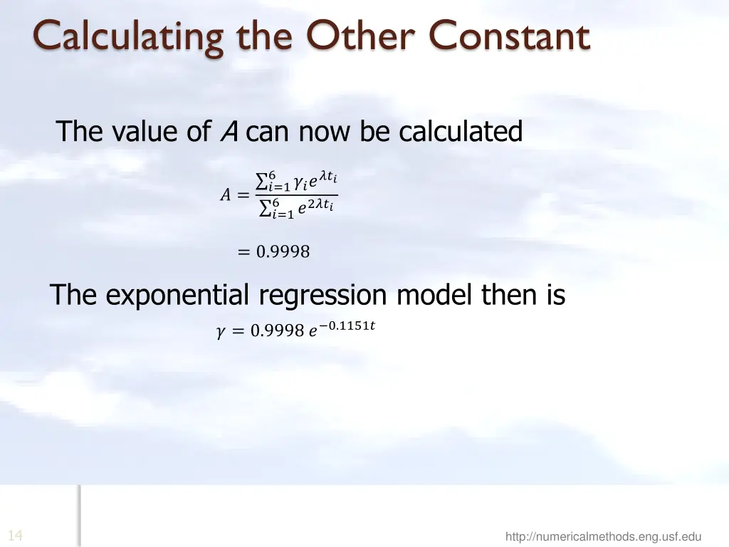 calculating the other constant
