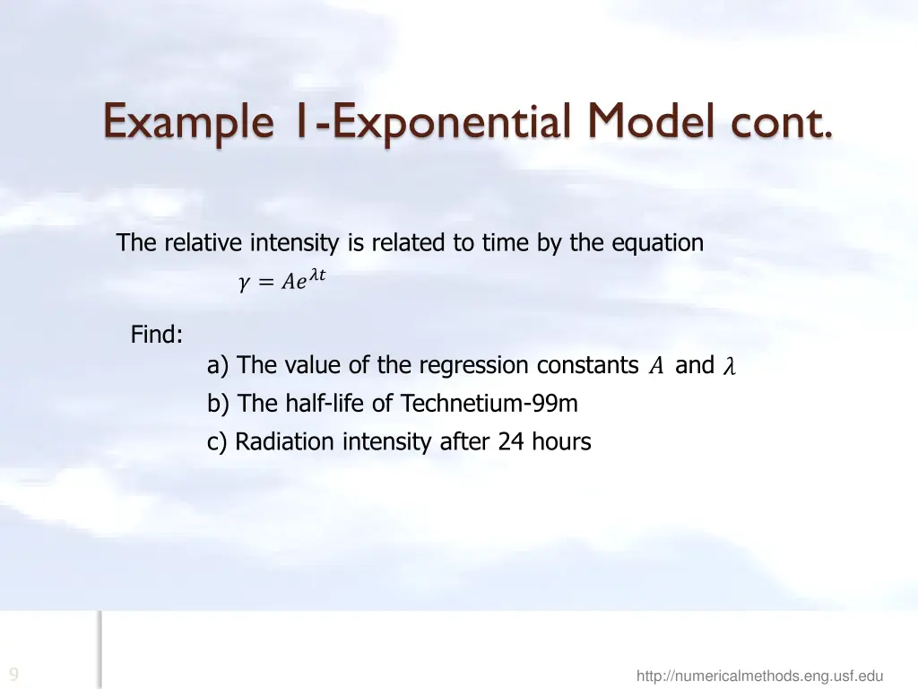 example 1 exponential model cont