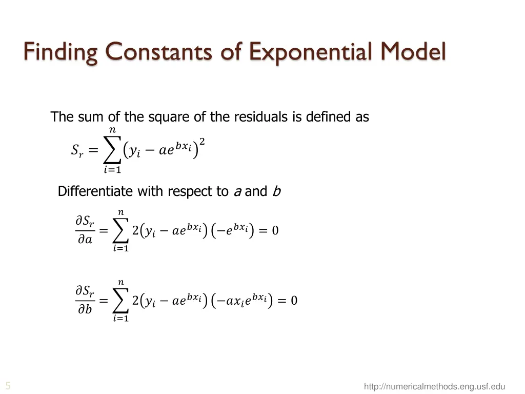 finding constants of exponential model