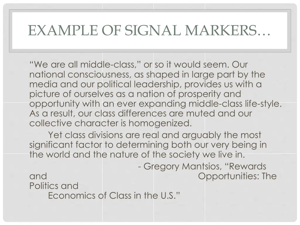 example of signal markers