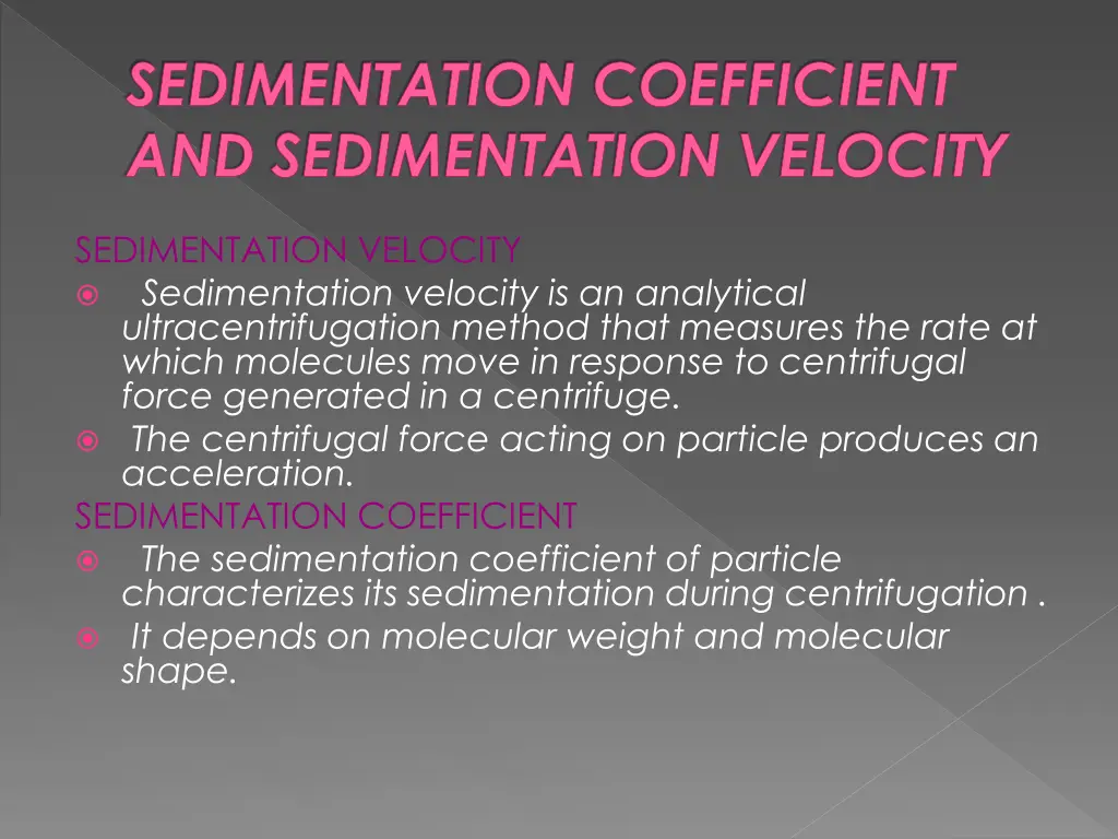 sedimentation coefficient and sedimentation