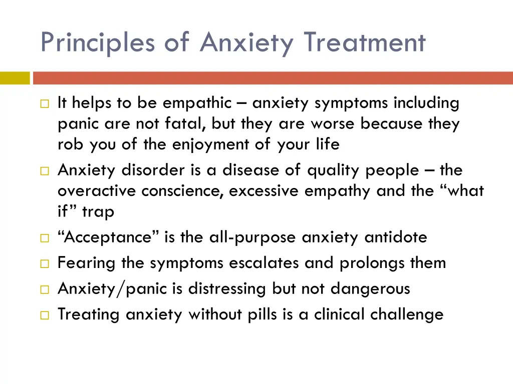 principles of anxiety treatment