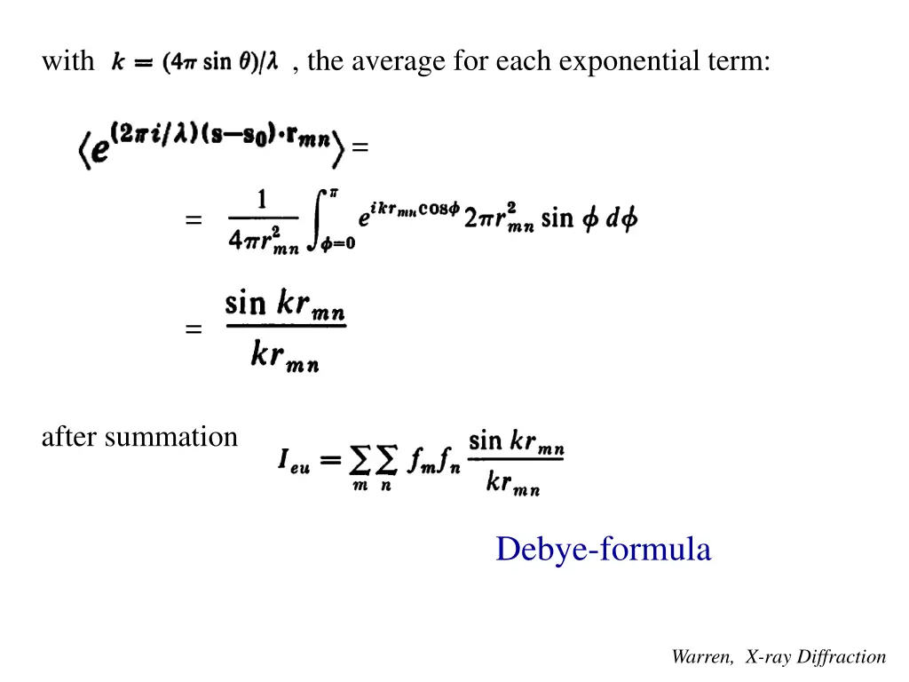 with the average for each exponential term