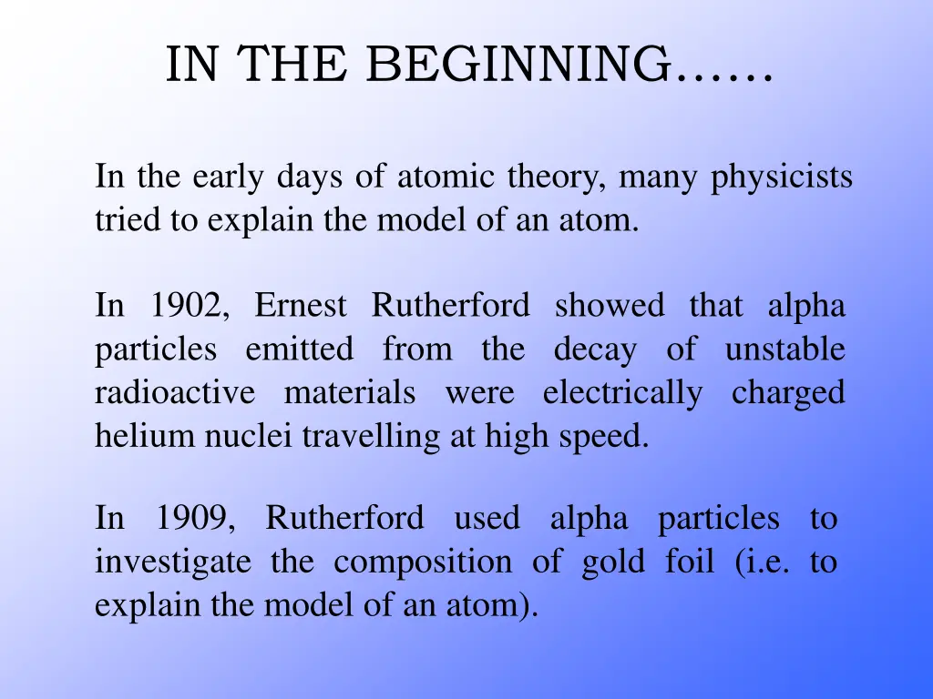 in the beginning