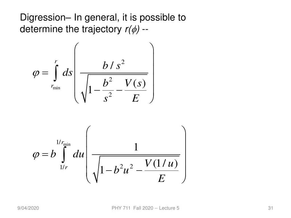 digression in general it is possible to determine