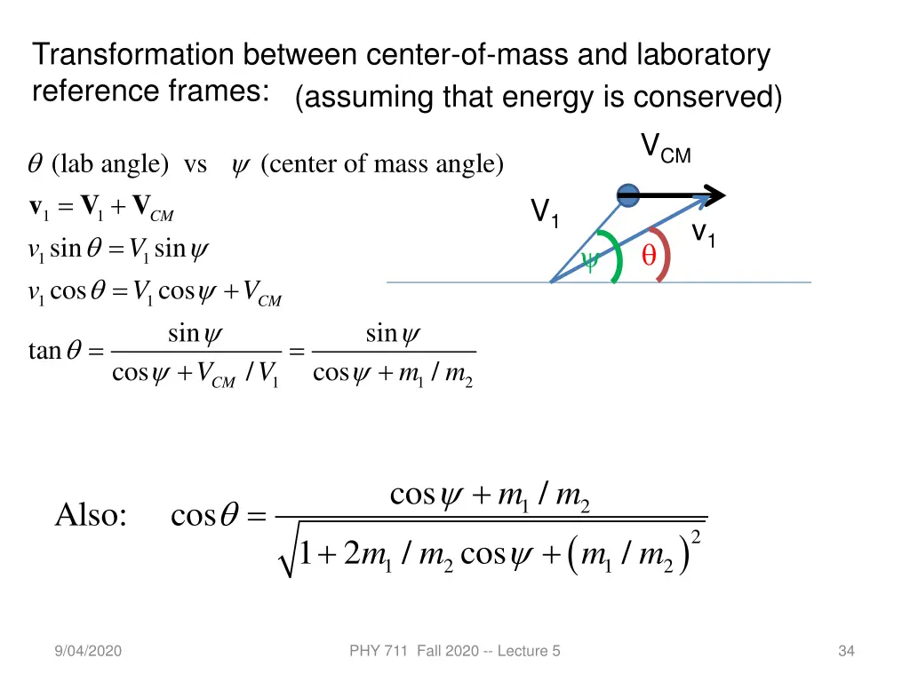 transformation between center of mass