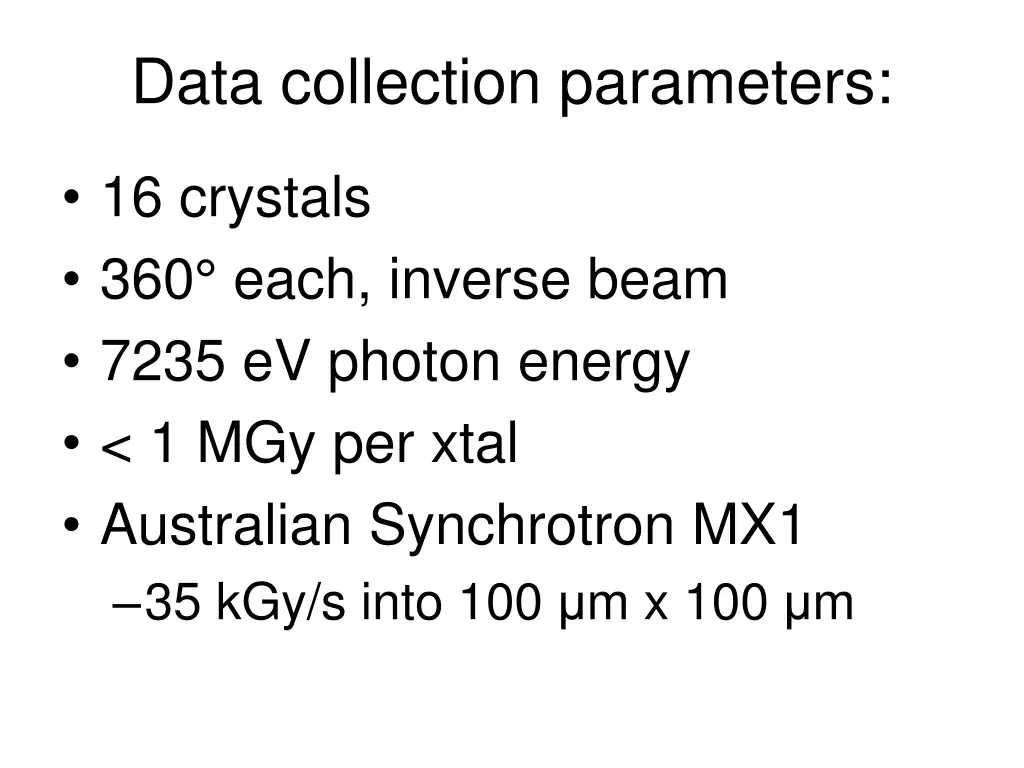 data collection parameters