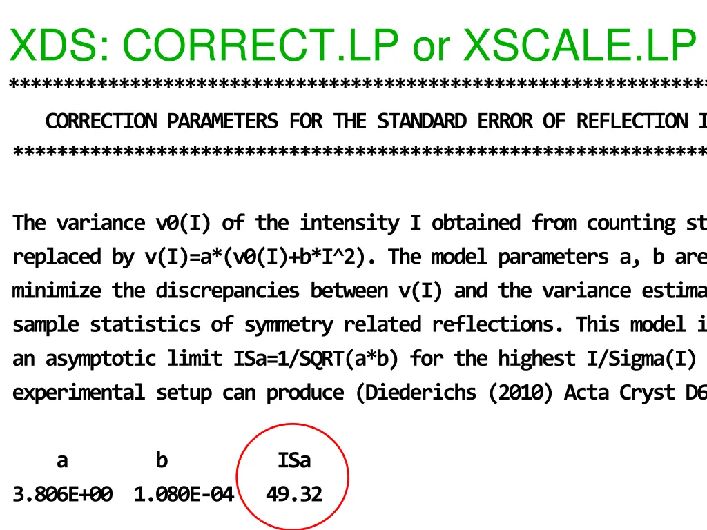 xds correct lp or xscale lp correction parameters