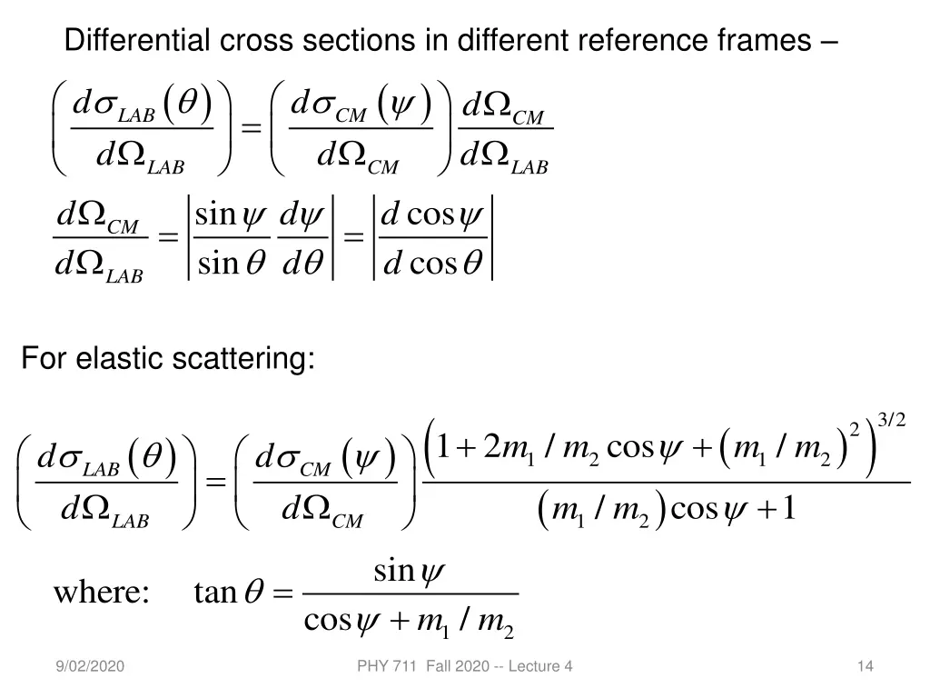 differential cross sections in different