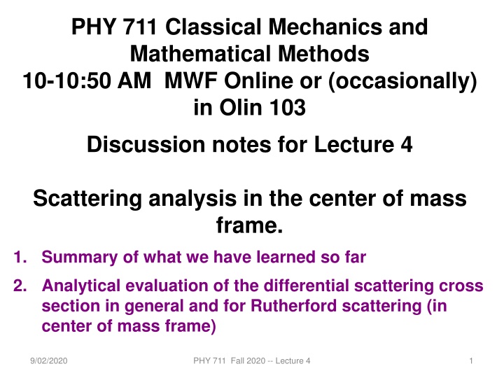 phy 711 classical mechanics and mathematical
