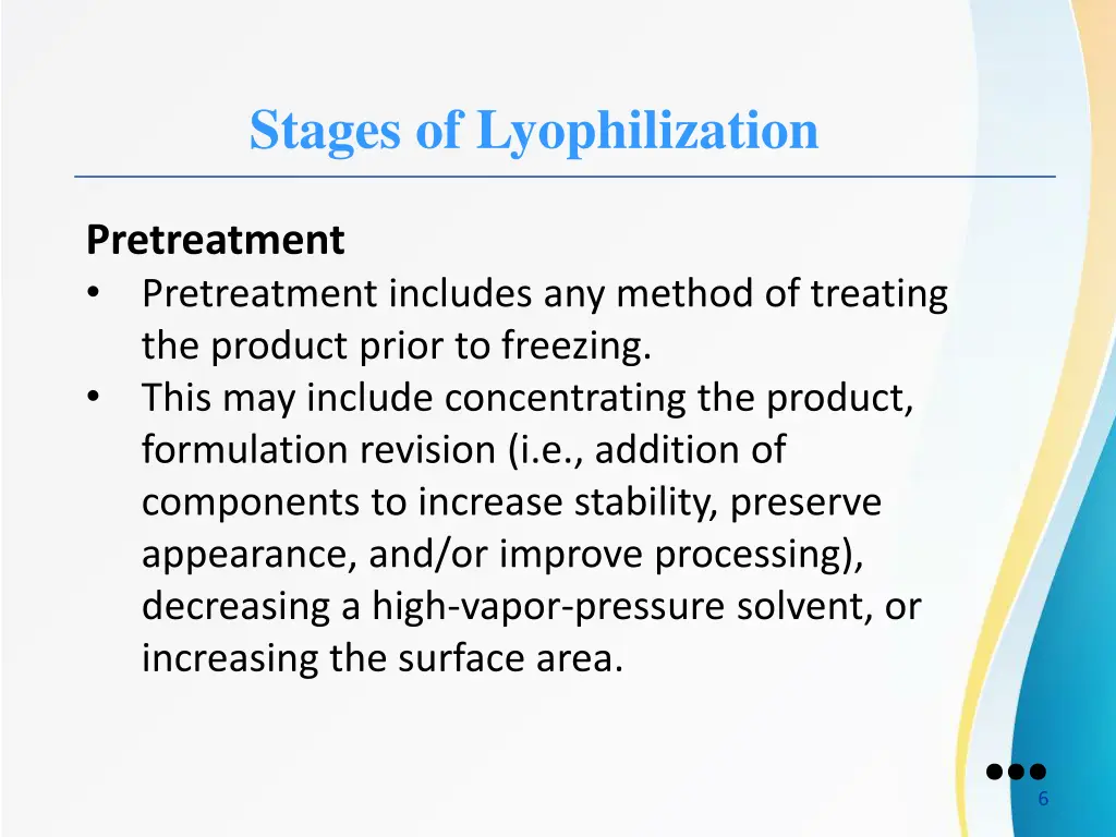 stages of lyophilization