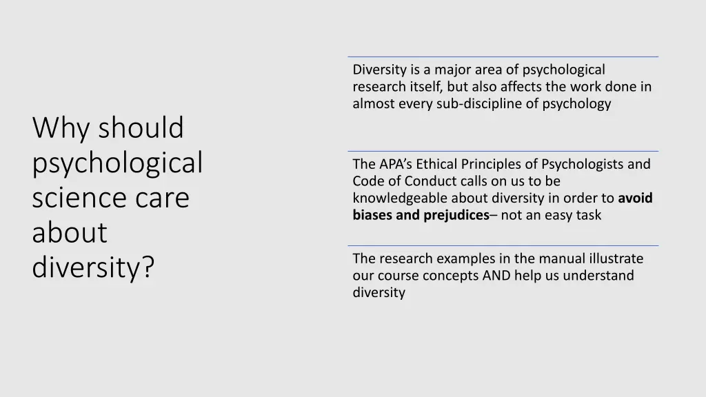 diversity is a major area of psychological