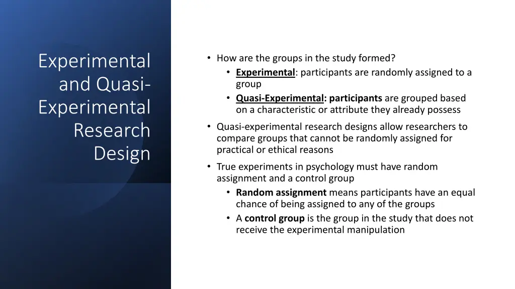 experimental and quasi experimental research