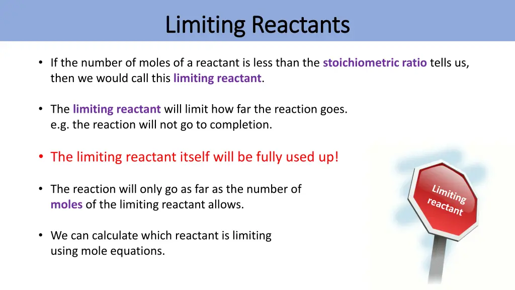 limiting reactants limiting reactants