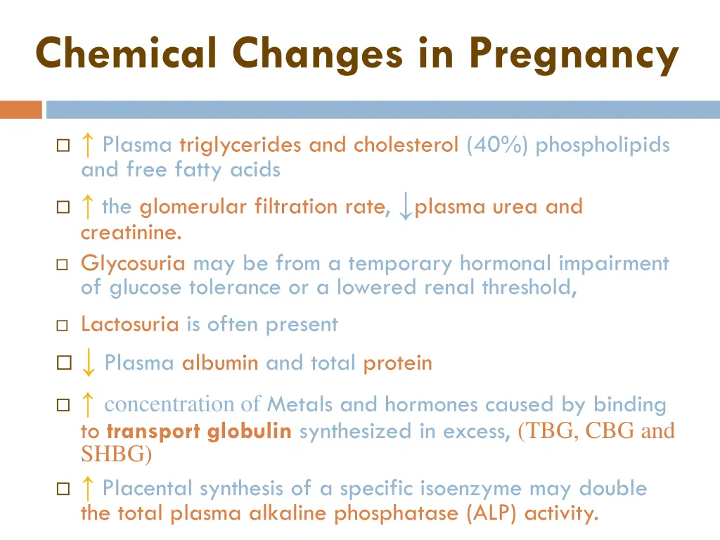 chemical changes in pregnancy