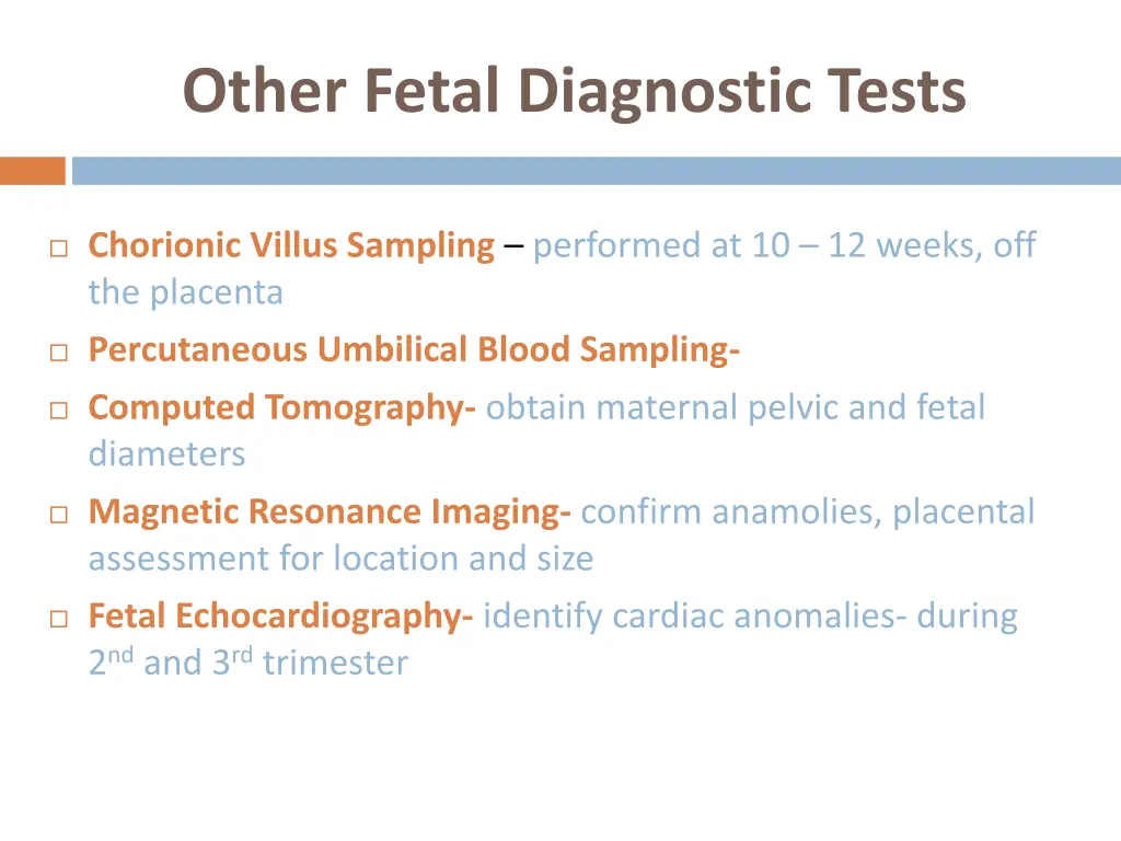 other fetal diagnostic tests