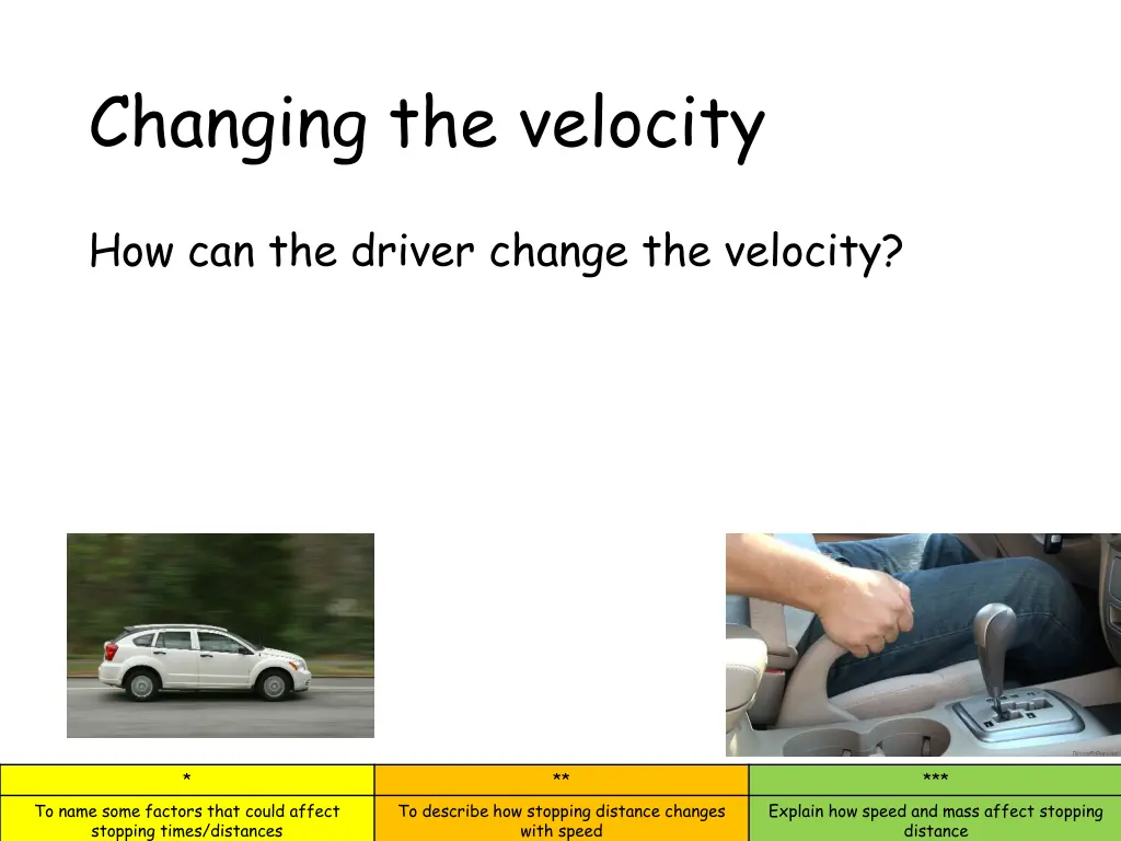 changing the velocity