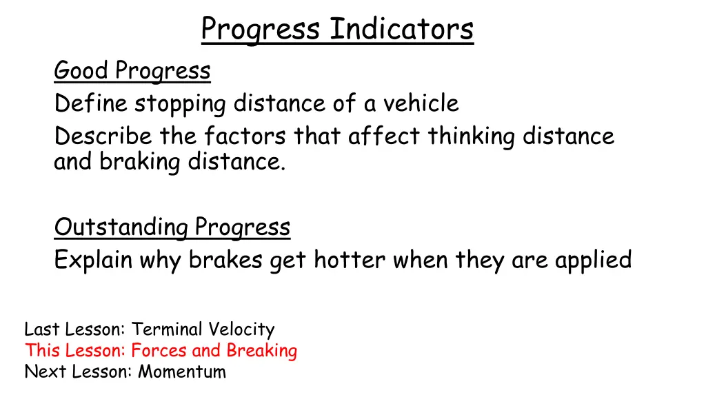 progress indicators
