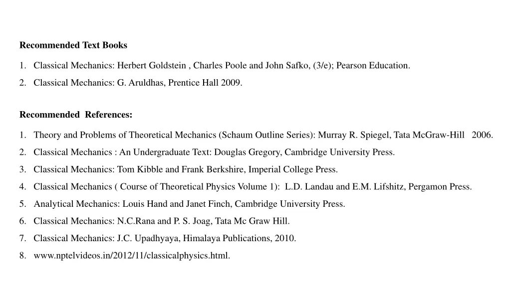 recommended text books