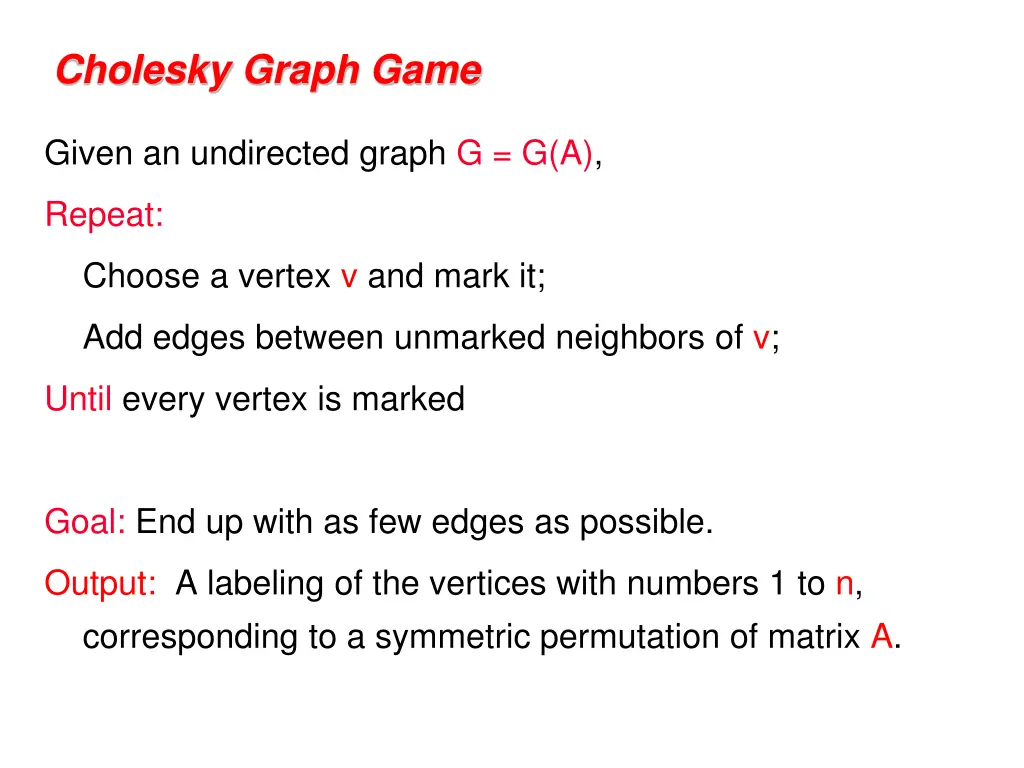 cholesky graph game