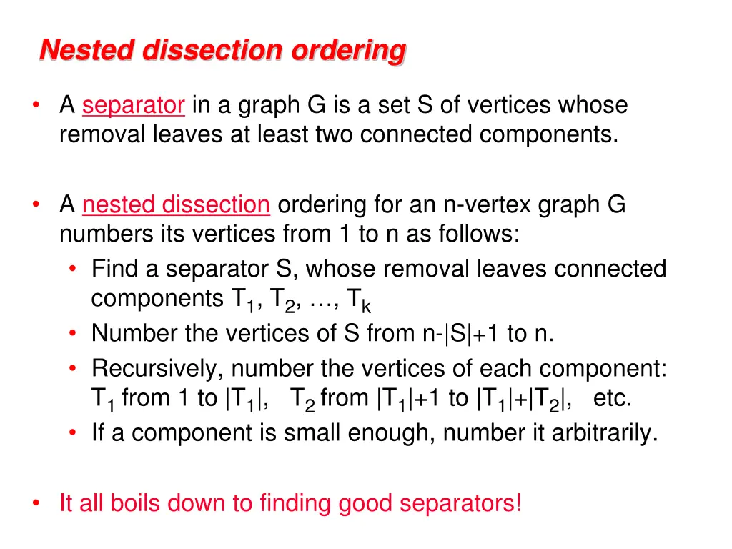 nested dissection ordering