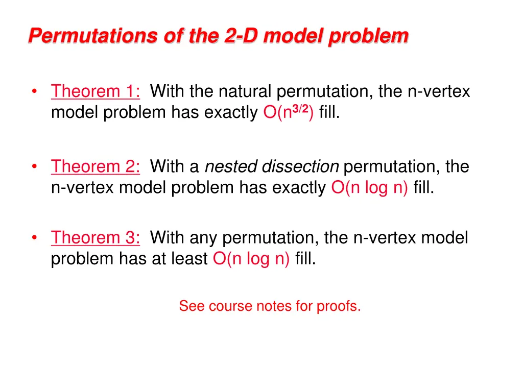permutations of the 2 d model problem