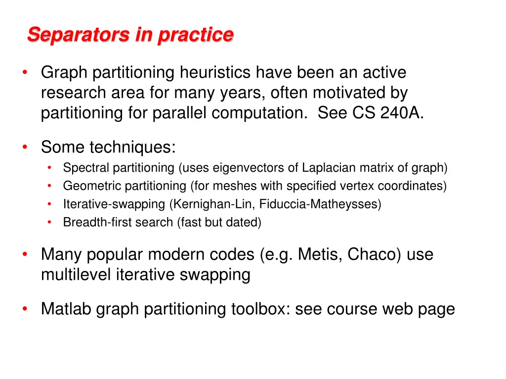 separators in practice