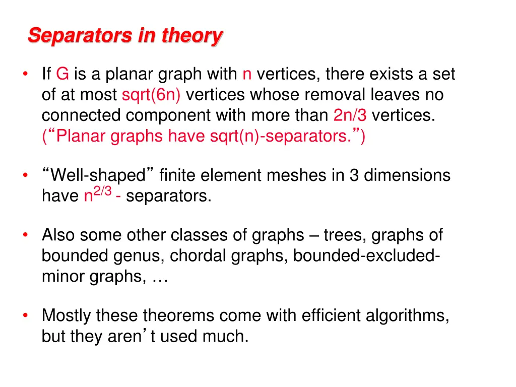 separators in theory