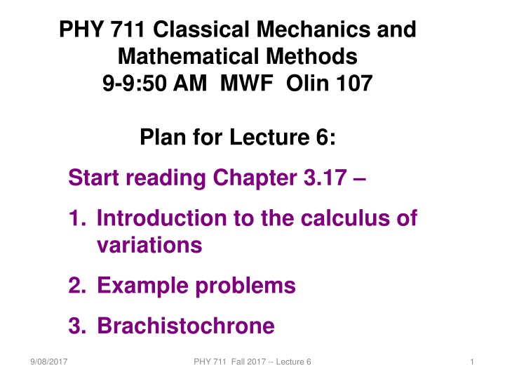 phy 711 classical mechanics and mathematical