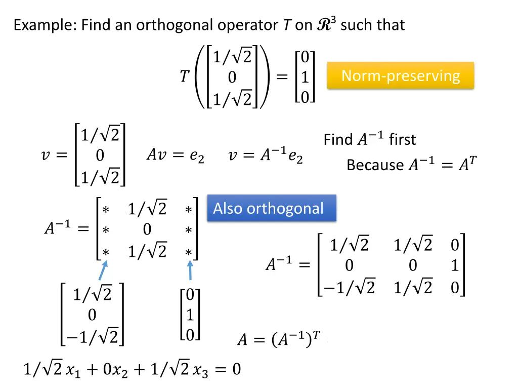 example find an orthogonal operator t on r 3 such