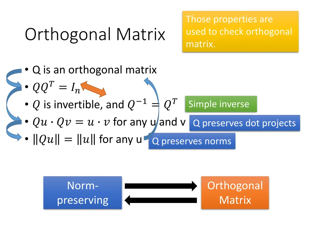 those properties are used to check orthogonal