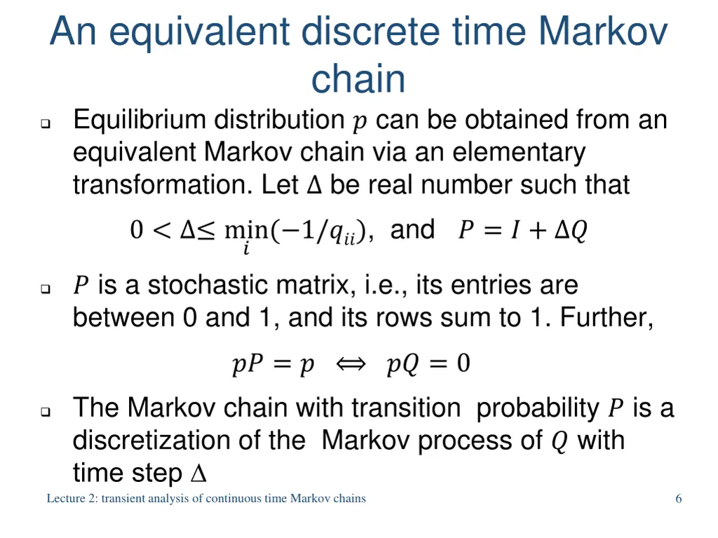 an equivalent discrete time markov chain