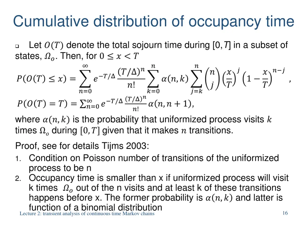 cumulative distribution of occupancy time