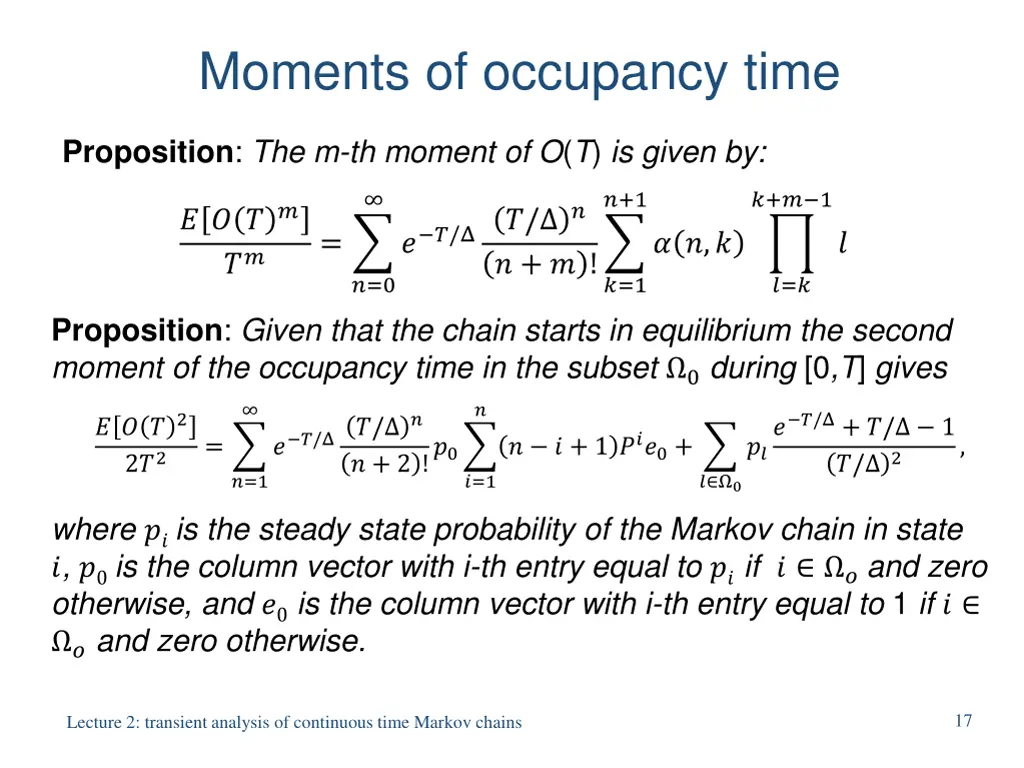 moments of occupancy time