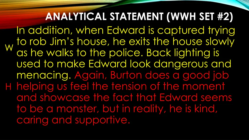 analytical statement wwh set 2 in addition when 1