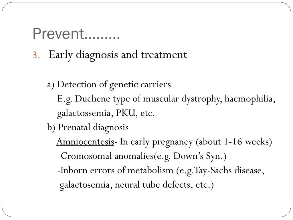 prevent 3 early diagnosis and treatment