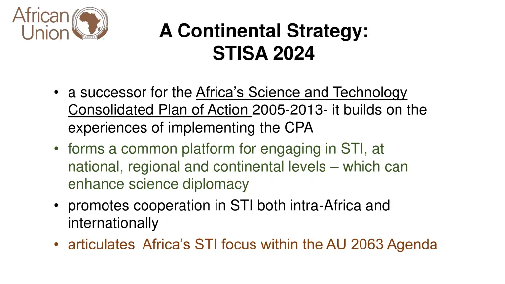 a continental strategy stisa 2024