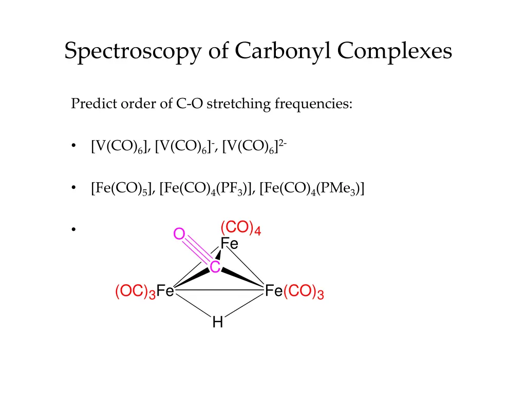 spectroscopy of carbonyl complexes