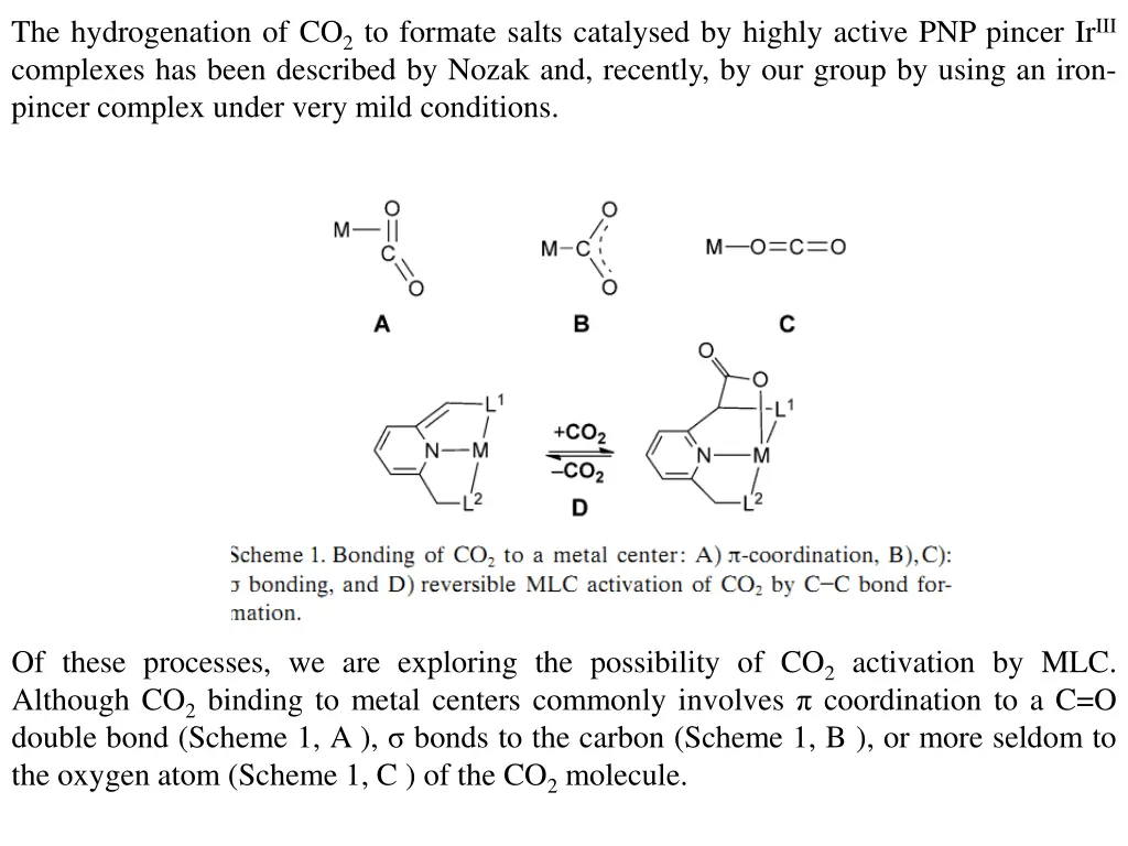 the hydrogenation of co 2 to formate salts