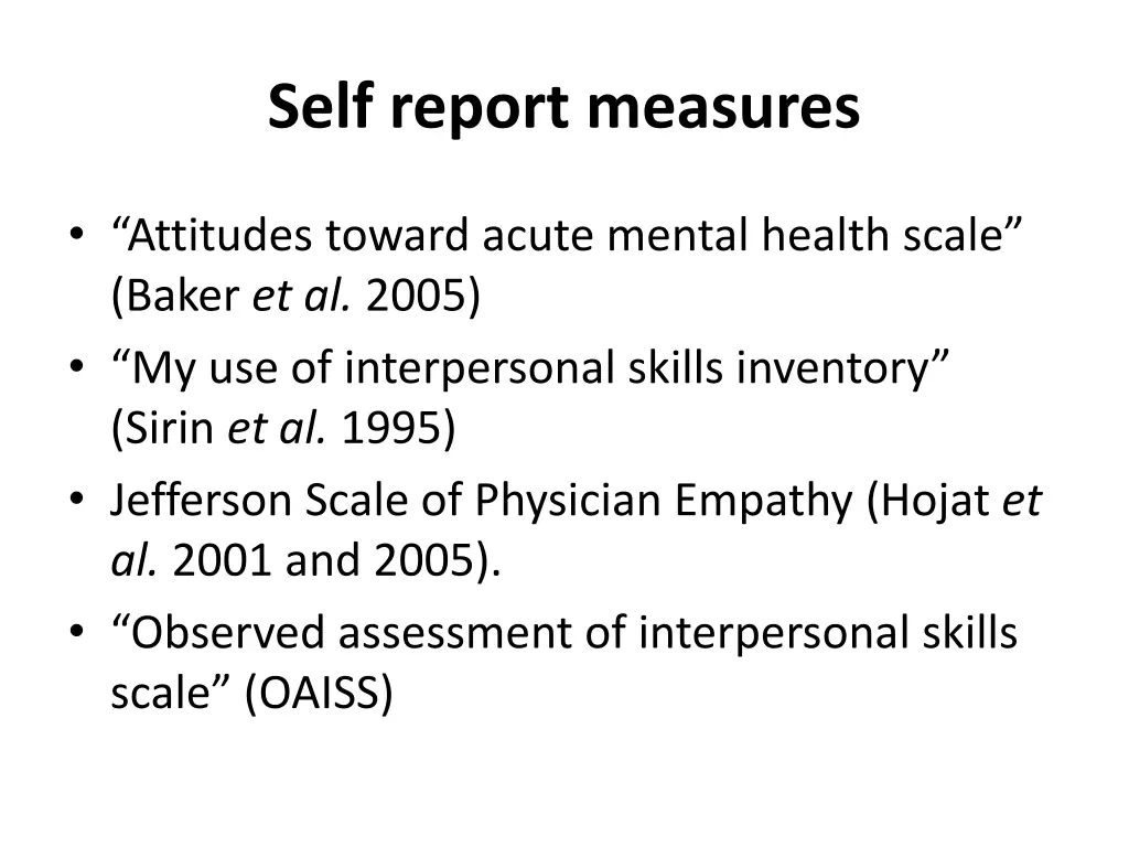 self report measures