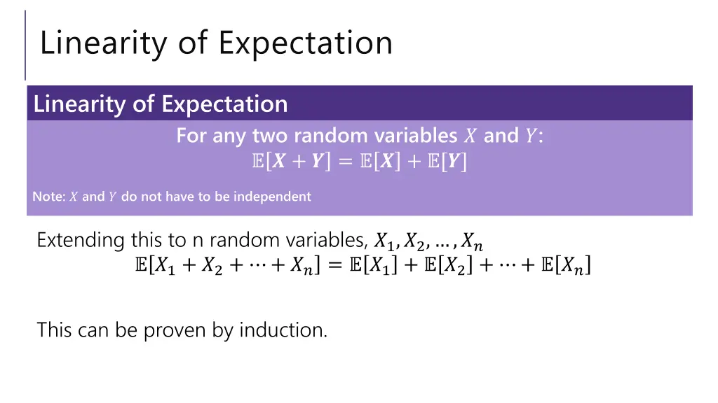 linearity of expectation 1