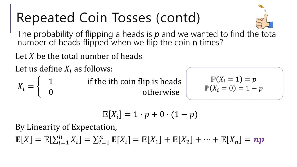 repeated coin tosses contd the probability