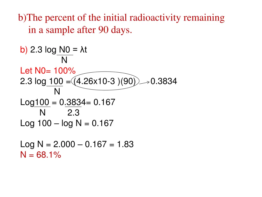b the percent of the initial radioactivity