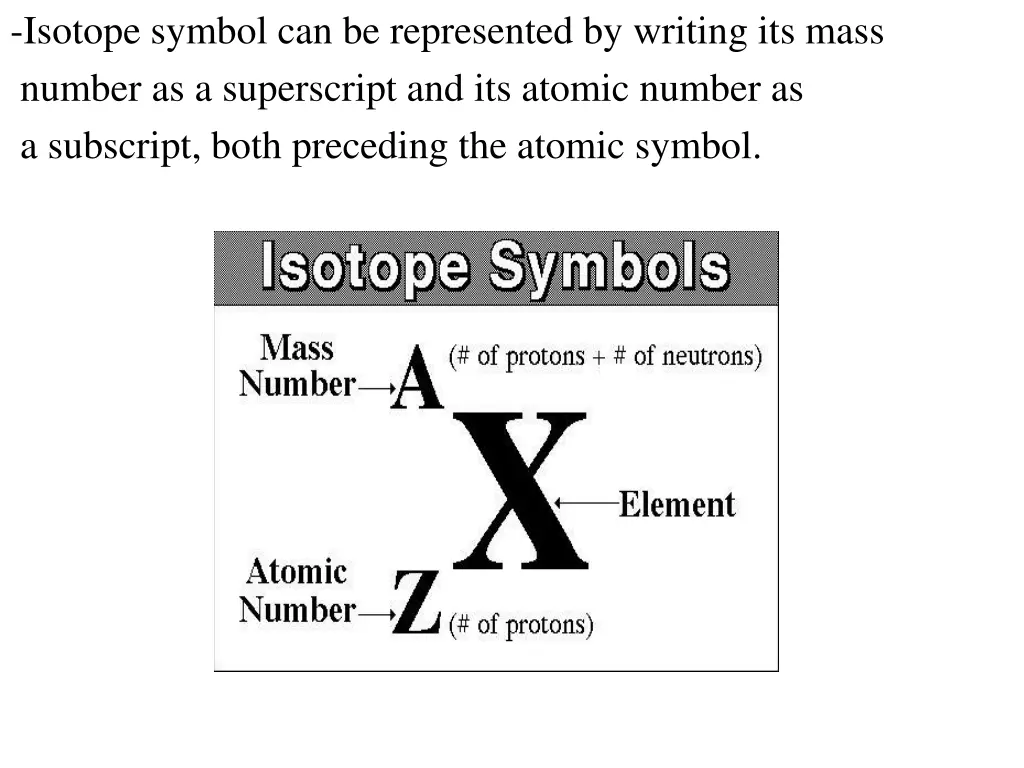 isotope symbol can be represented by writing