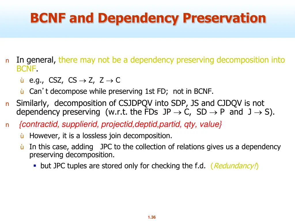 bcnf and dependency preservation