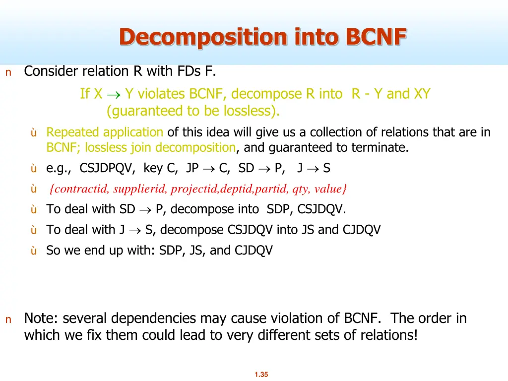 decomposition into bcnf