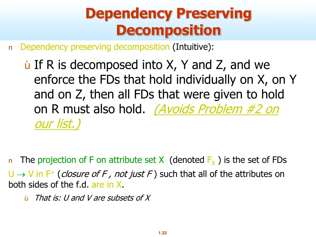 dependency preserving decomposition n dependency