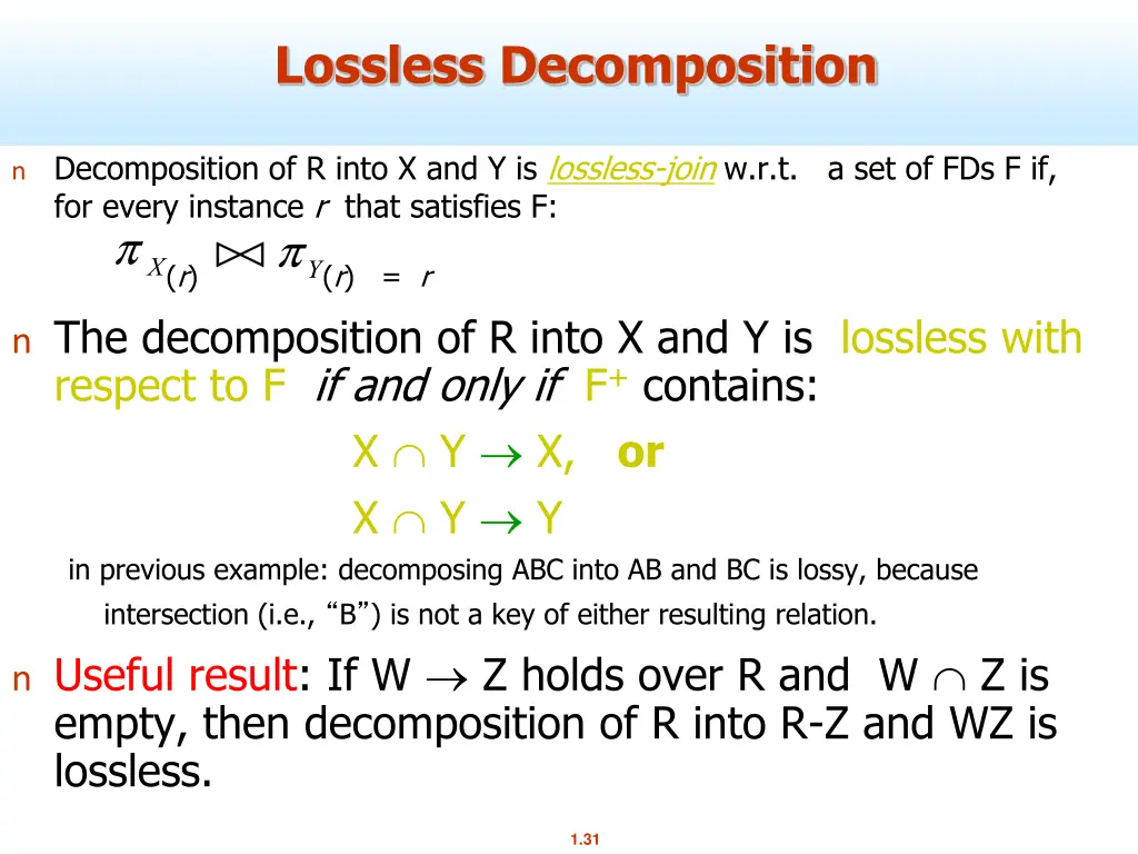 lossless decomposition