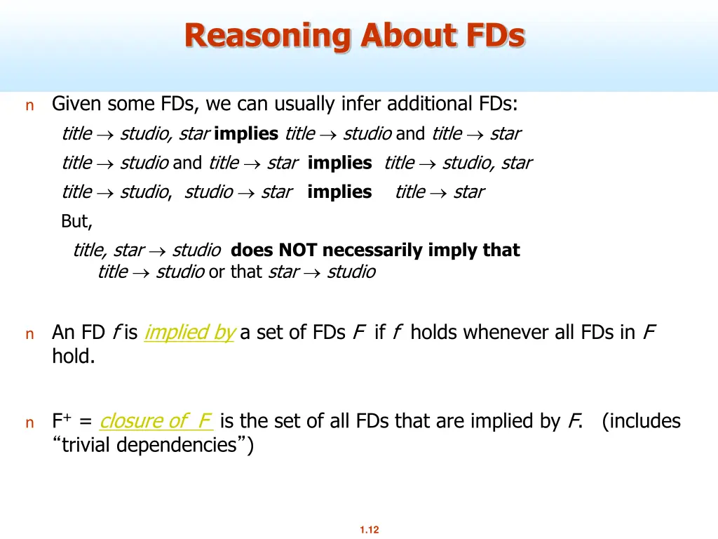 reasoning about fds